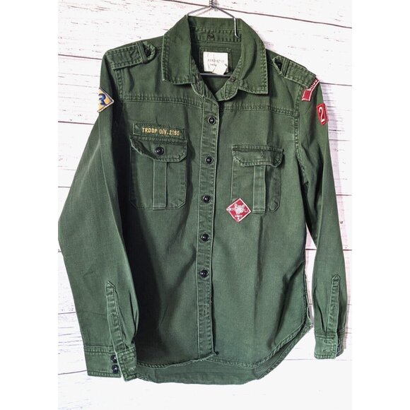 Forever 21 Women's Military Shirt Jacket Green Long Sleeves Button Up Size S - Picture 1 of 11